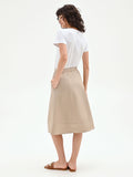 Abito beige scuro con corpetto a contrasto