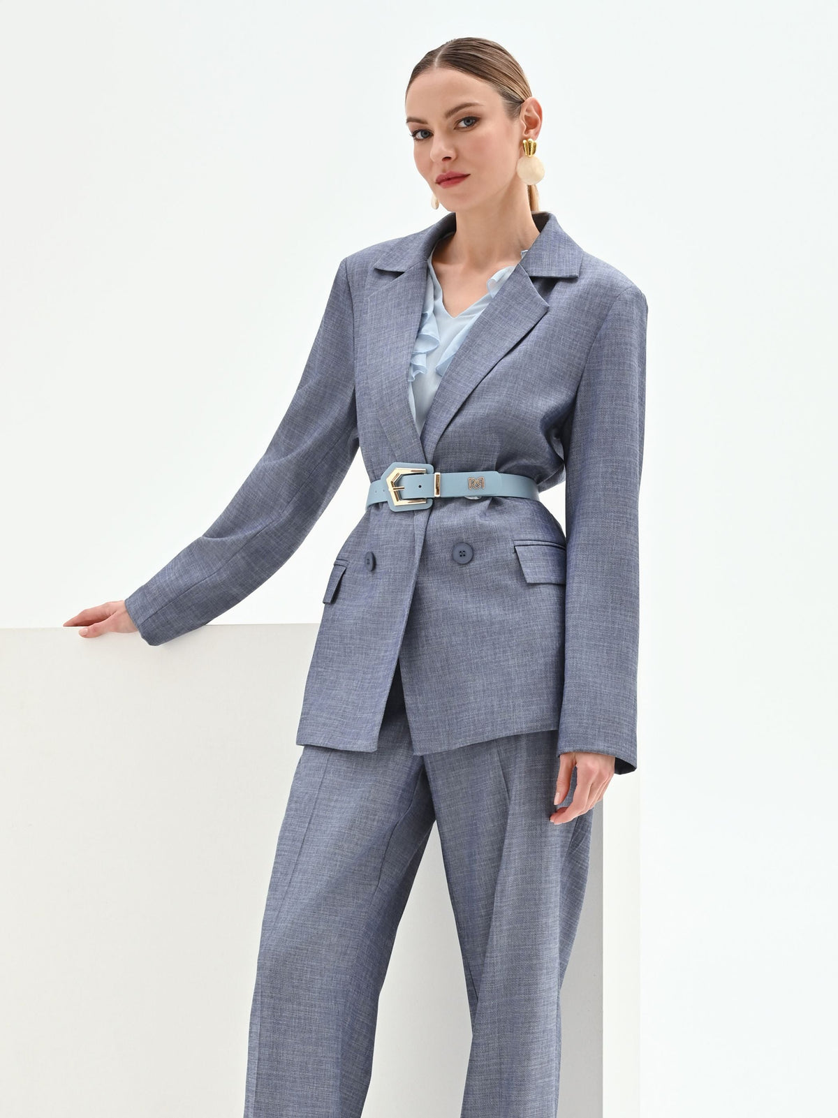 Giacca doppiopetto in chambray