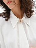 Camicia panna bianco con plastron asimmetrico