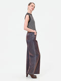 Pantaloni jeans wide leg marrone sfumato