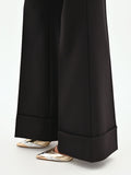 Pantalone nero a vita alta con risvolto