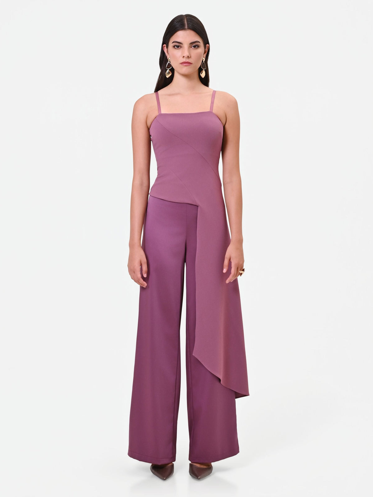 Pantalone palazzo in raso rosa antico Giorgia Palmas X Rinascimento