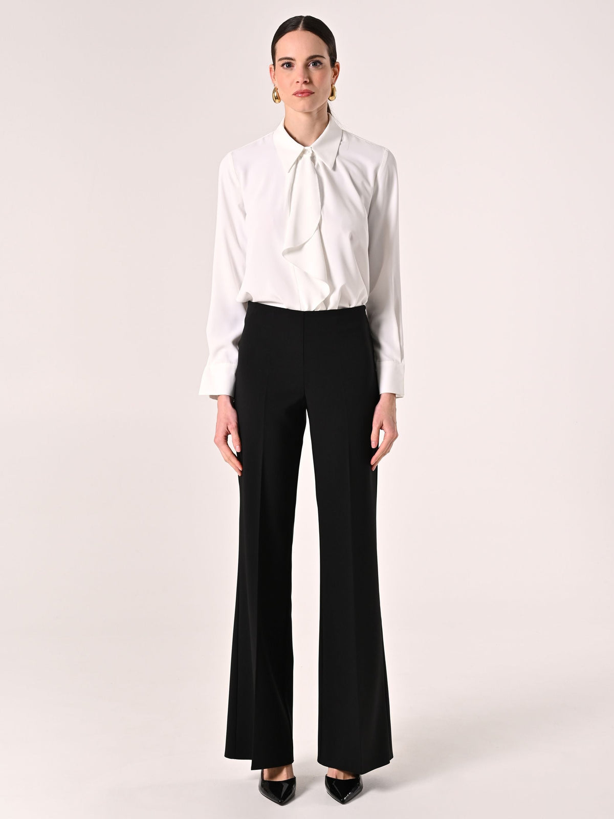 Pantaloni Palazzo in Tessuto Tecnico Nero