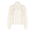 Blusa in pizzo panna bianco con collo alto