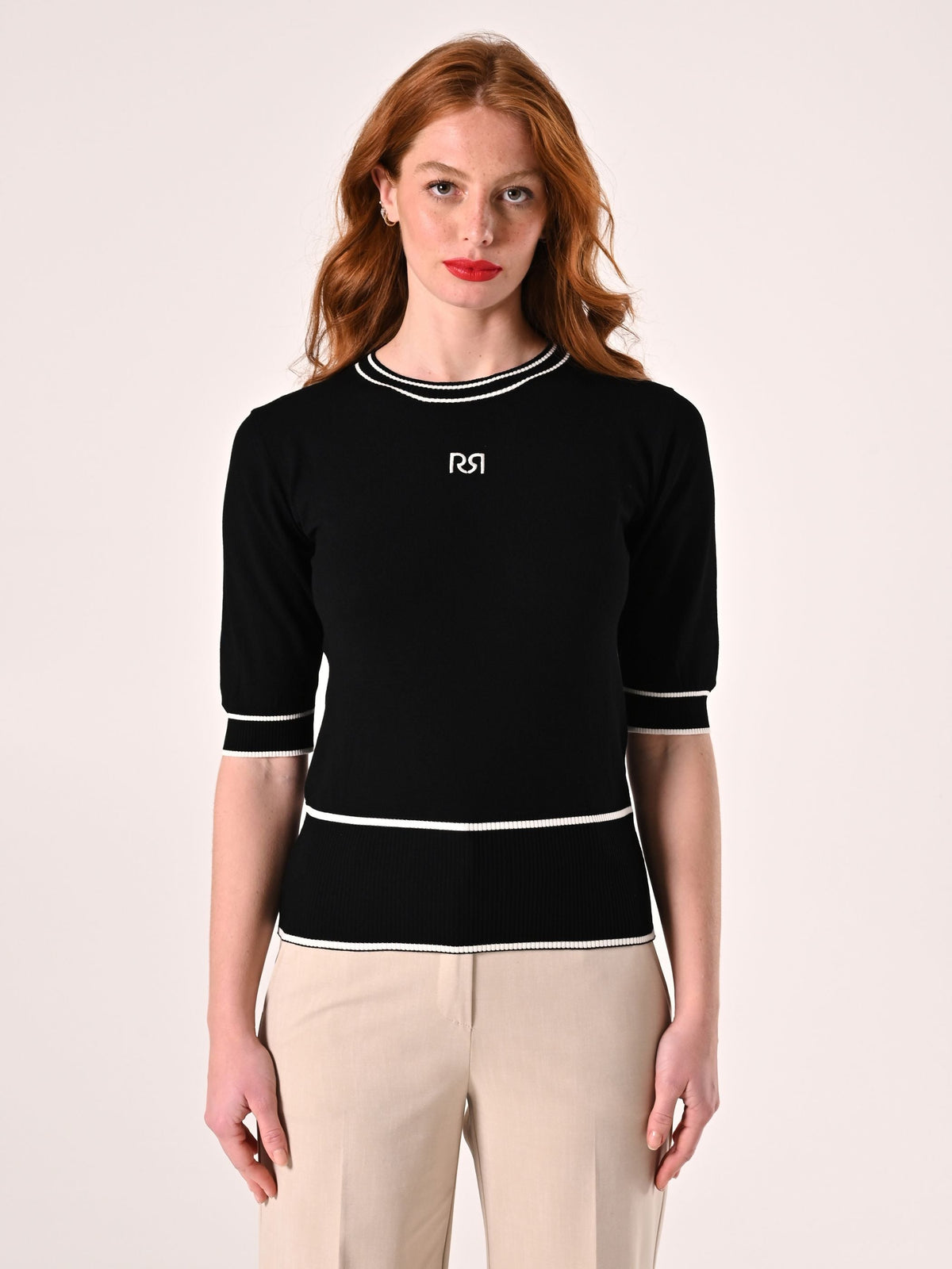 Maglia a Maniche corte con Bordi a Contrasto