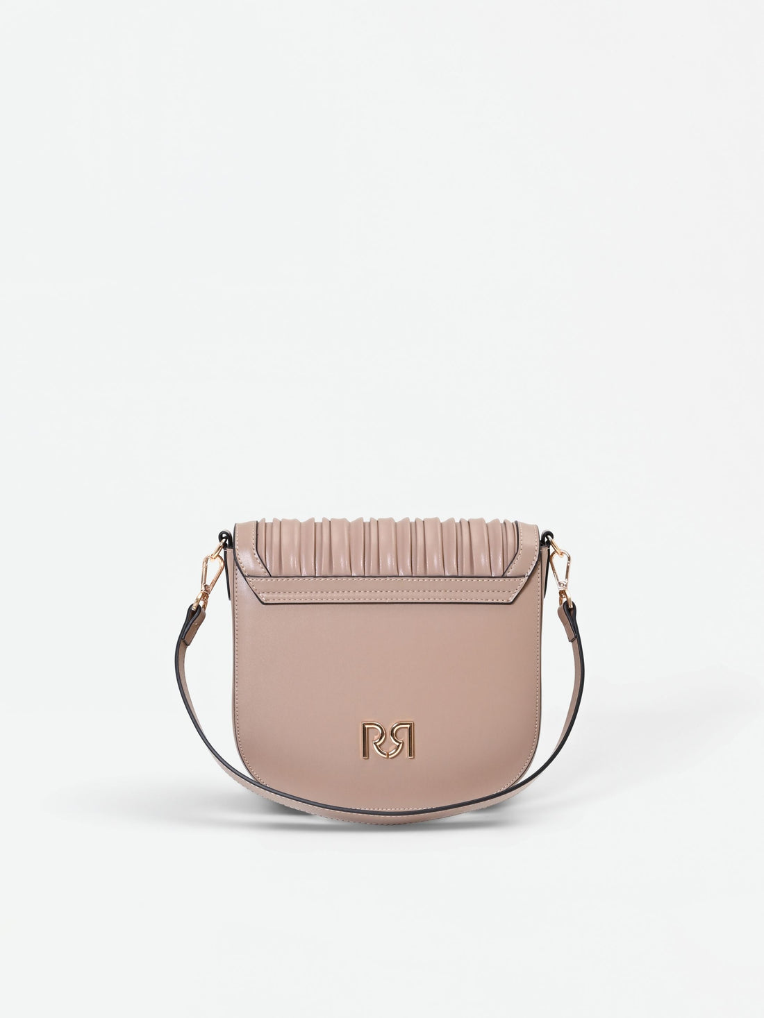 Borsa a tracolla tortora beige con lavorazione plissé