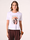 T-Shirt in Cotone con Stampa & Orecchino