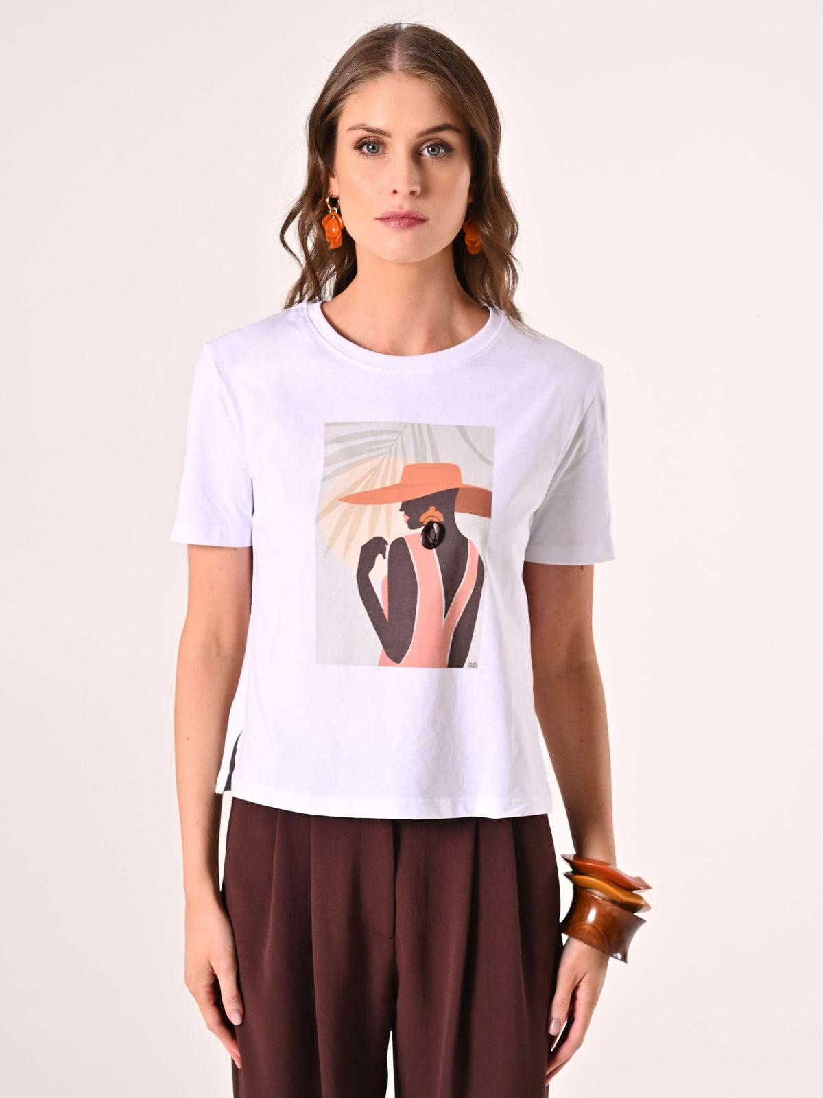 T-Shirt in Cotone con Stampa & Orecchino
