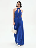 Tuta elegante blu Cina con pantalone a palazzo