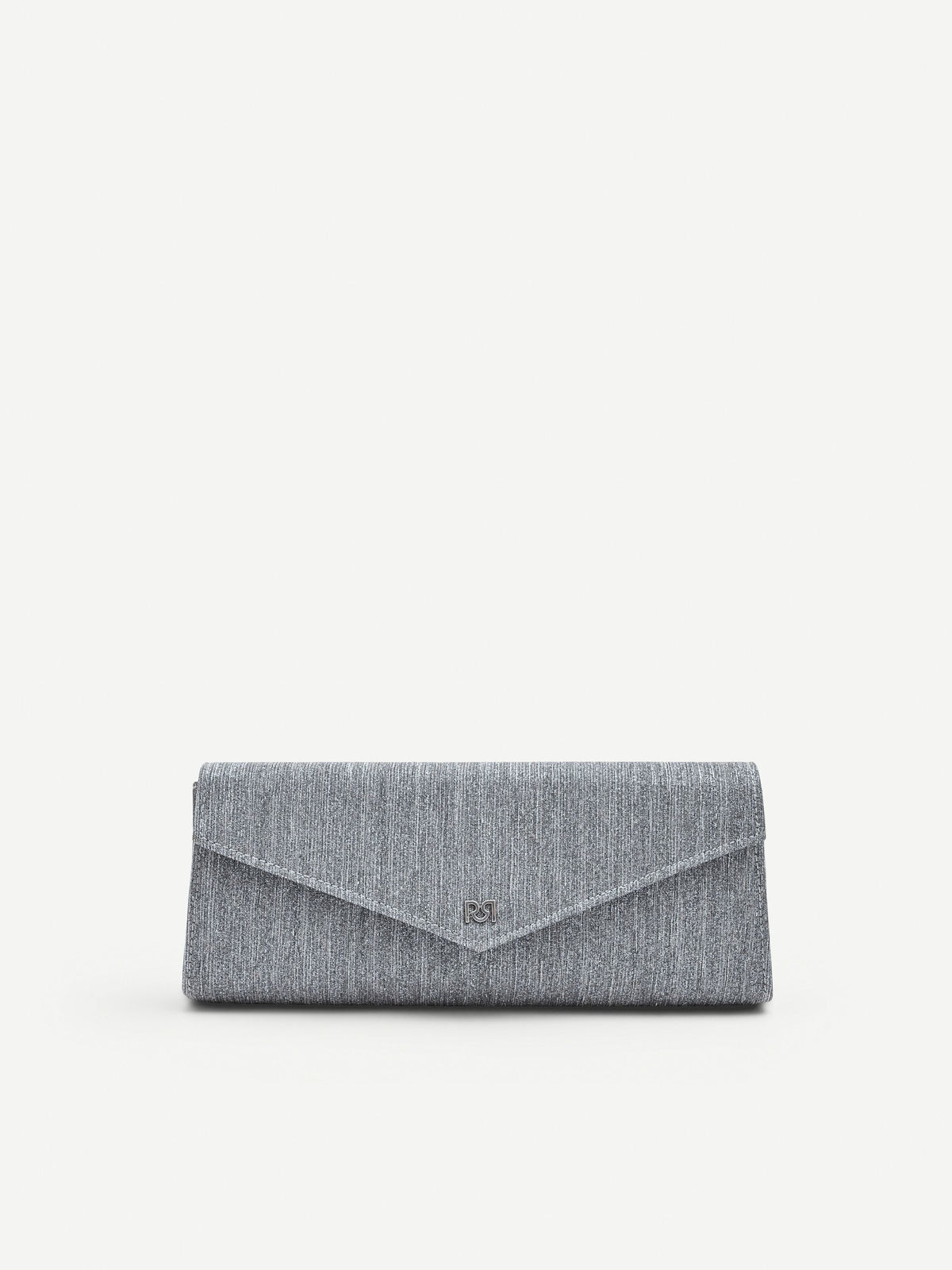Pochette argento brillante dal design rettangolare