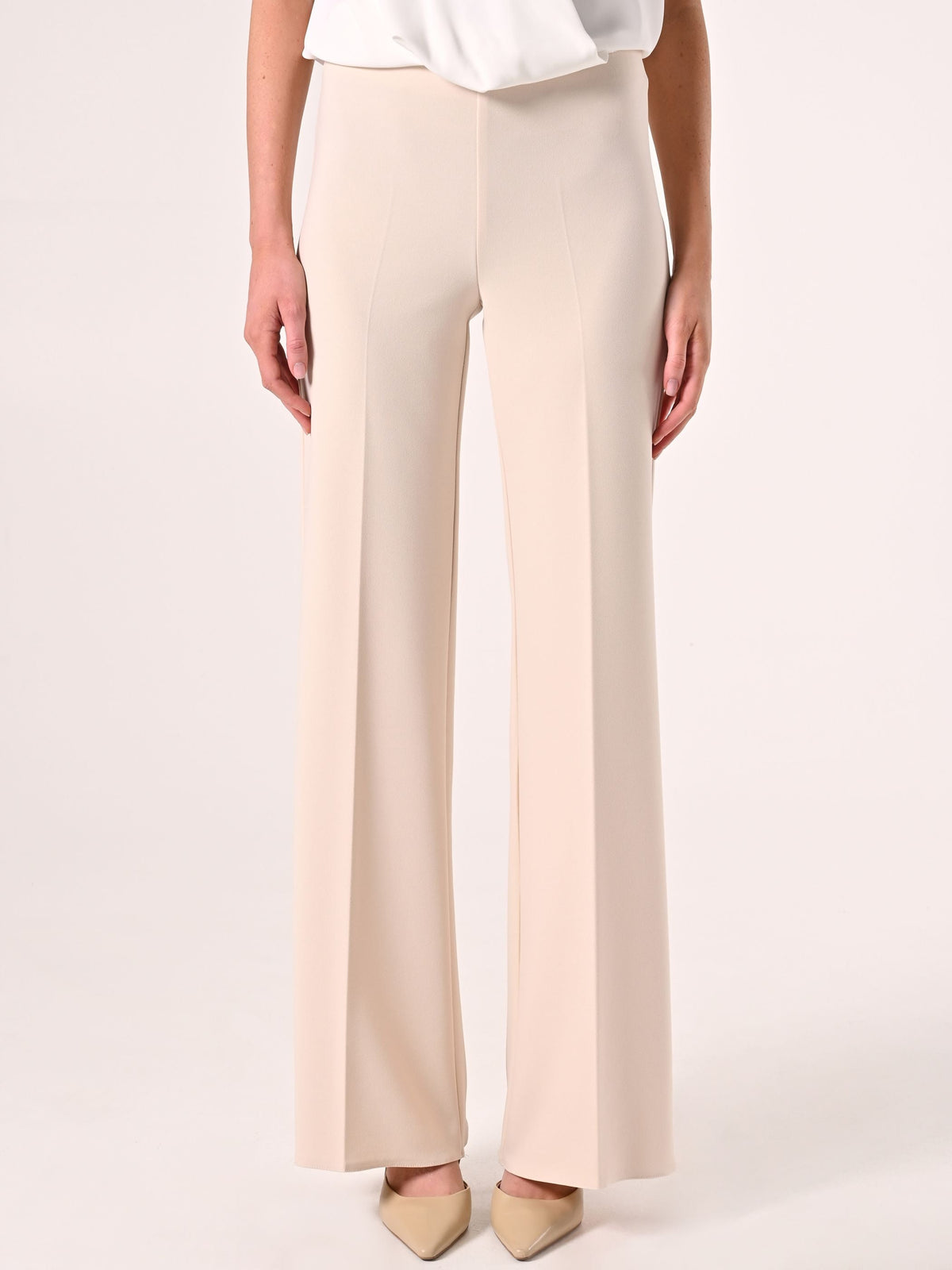 Pantaloni Beige Chiaro in Scuba mano Crepe