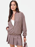 Bomber fantasia check rosso bordeaux