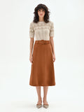 Gonna midi cammello beige effetto camoscio