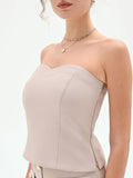 Top Studio beige a cuore con impunture