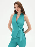 Gilet turchese azzurro con fusciacca in vita
