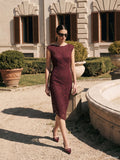Tubino Bordeaux Asimmetrico in Pizzo Rebrodé