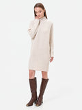 Abito in maglia panna con texture a costine
