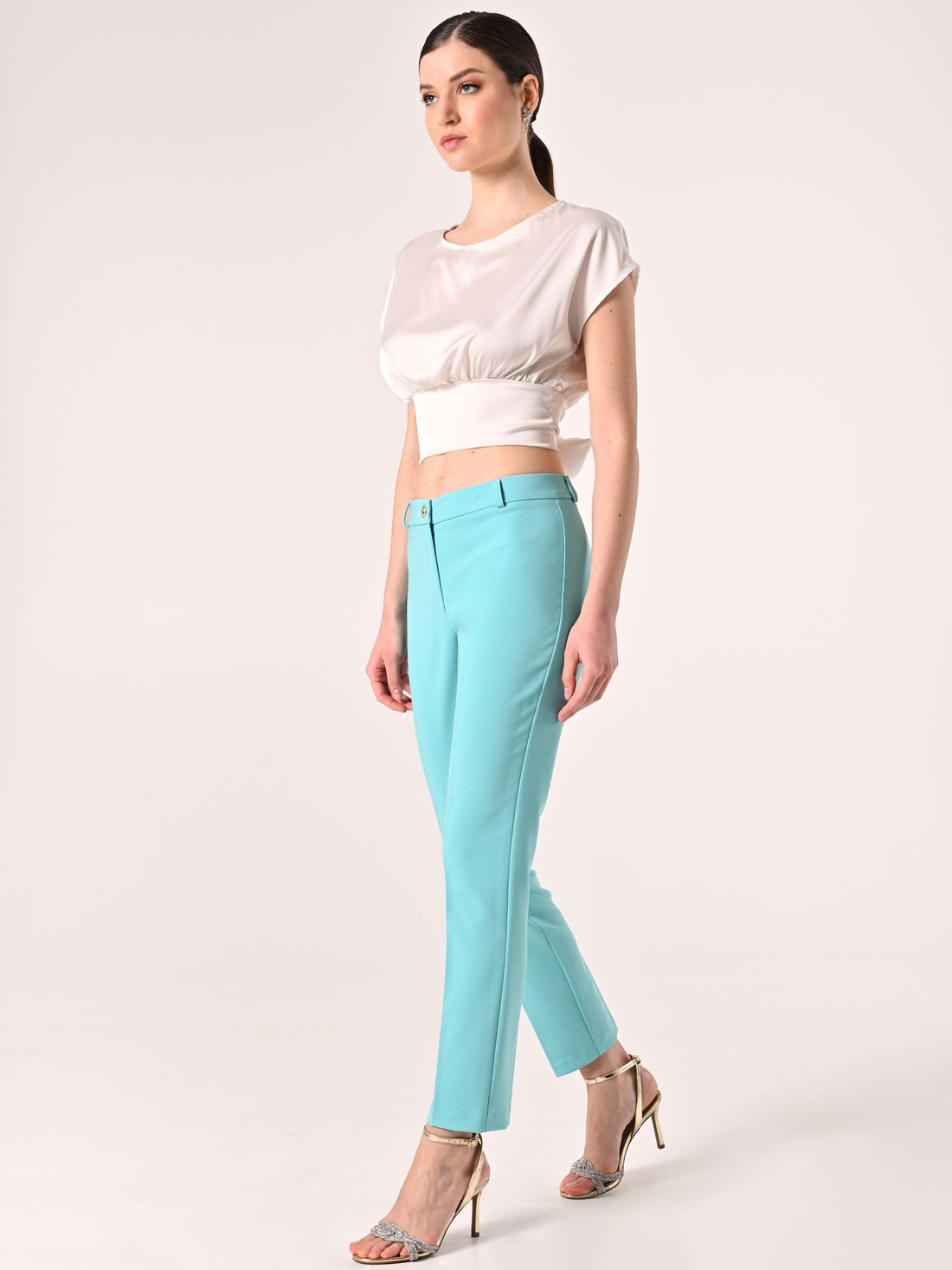 Pantaloni in tessuto tecnico Verde Acqua