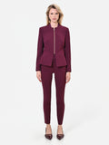 Giacca bordeaux rosso con baschina e zip a vista