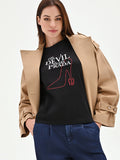 T-shirt nera 'The Devil Wears Prada' in cotone