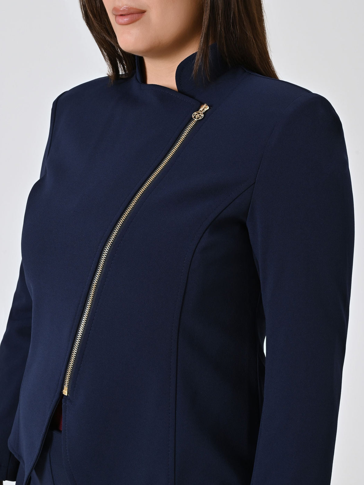 Giacca Curvy con Zip Blu