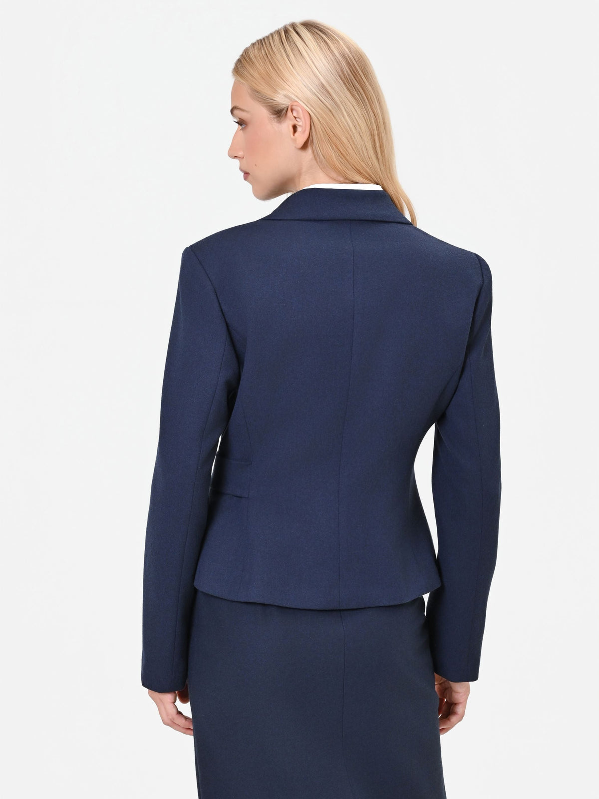 Giacca incrociata blu navy con fibbia in poliviscosa