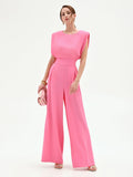 Tuta rosa con pantalone a palazzo
