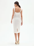 Abito midi bianco con scollo quadrato