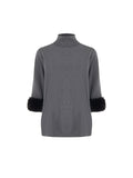Maglia in viscosa grigio scuro con polsi effetto pelliccia