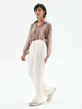 Pantalone palazzo in misto cotone lyocell bianco