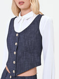 Gilet blu navy con bottoni gioiello