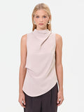 Top asimmetrico drappeggiato tortora beige