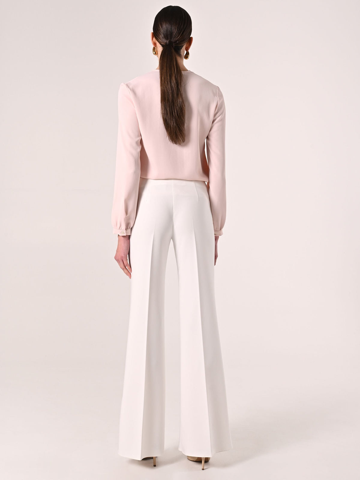 Pantaloni Palazzo in Tessuto Tecnico Bianco