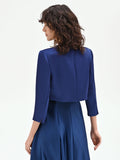 Coprispalle bolero blu in raso strutturato