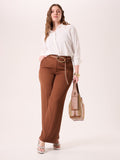 Pantaloni Curvy Ampi Marrone Cioccolato