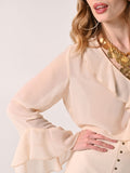 Blusa Boho con Voulant Beige