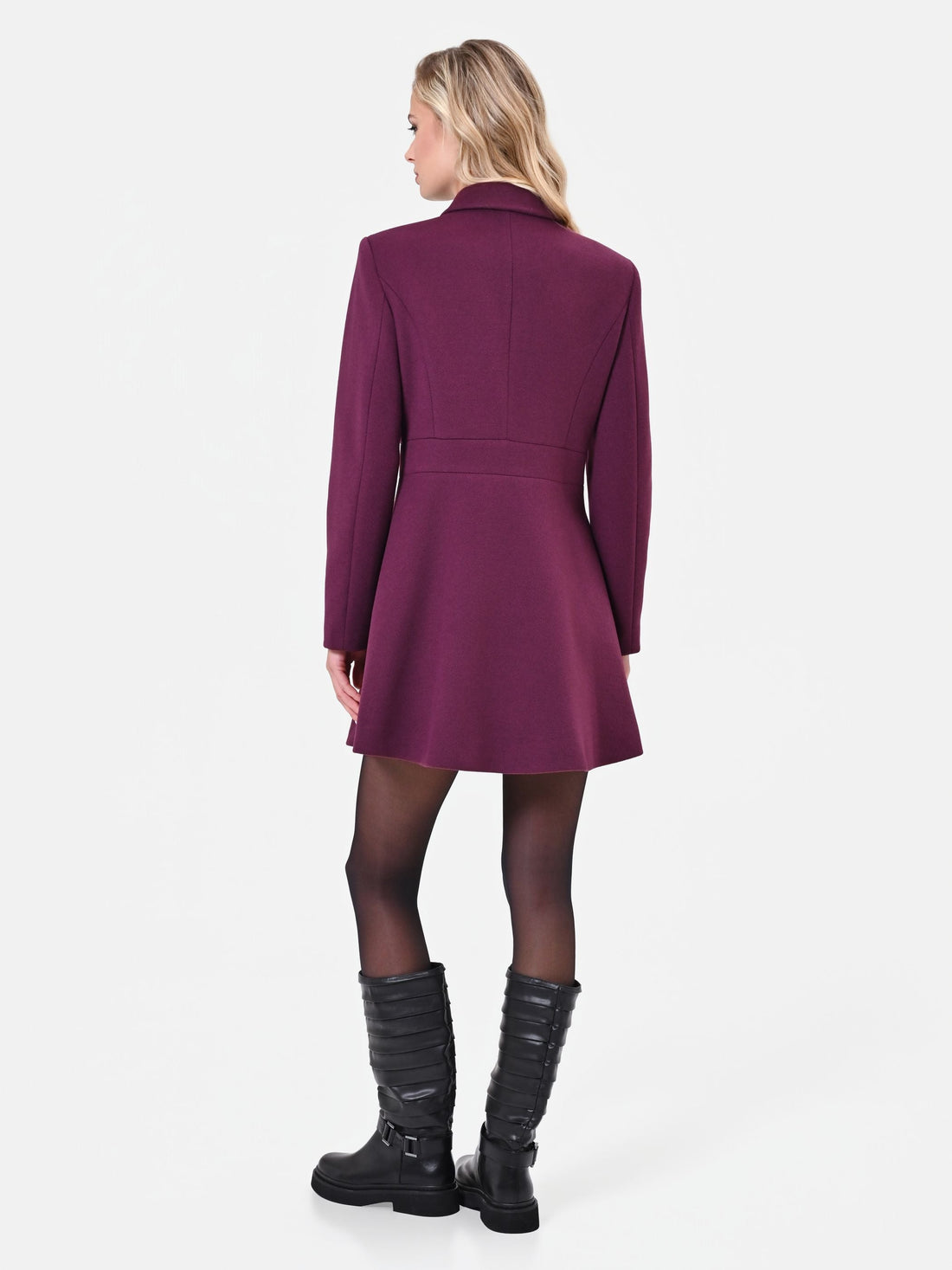 Cappotto bordeaux rosso a trapezio in velour