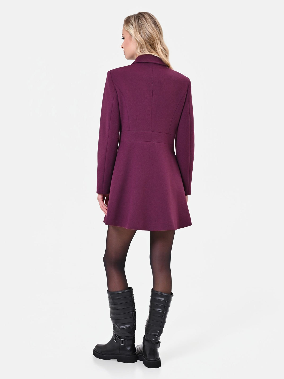 Cappotto bordeaux rosso a trapezio in velour