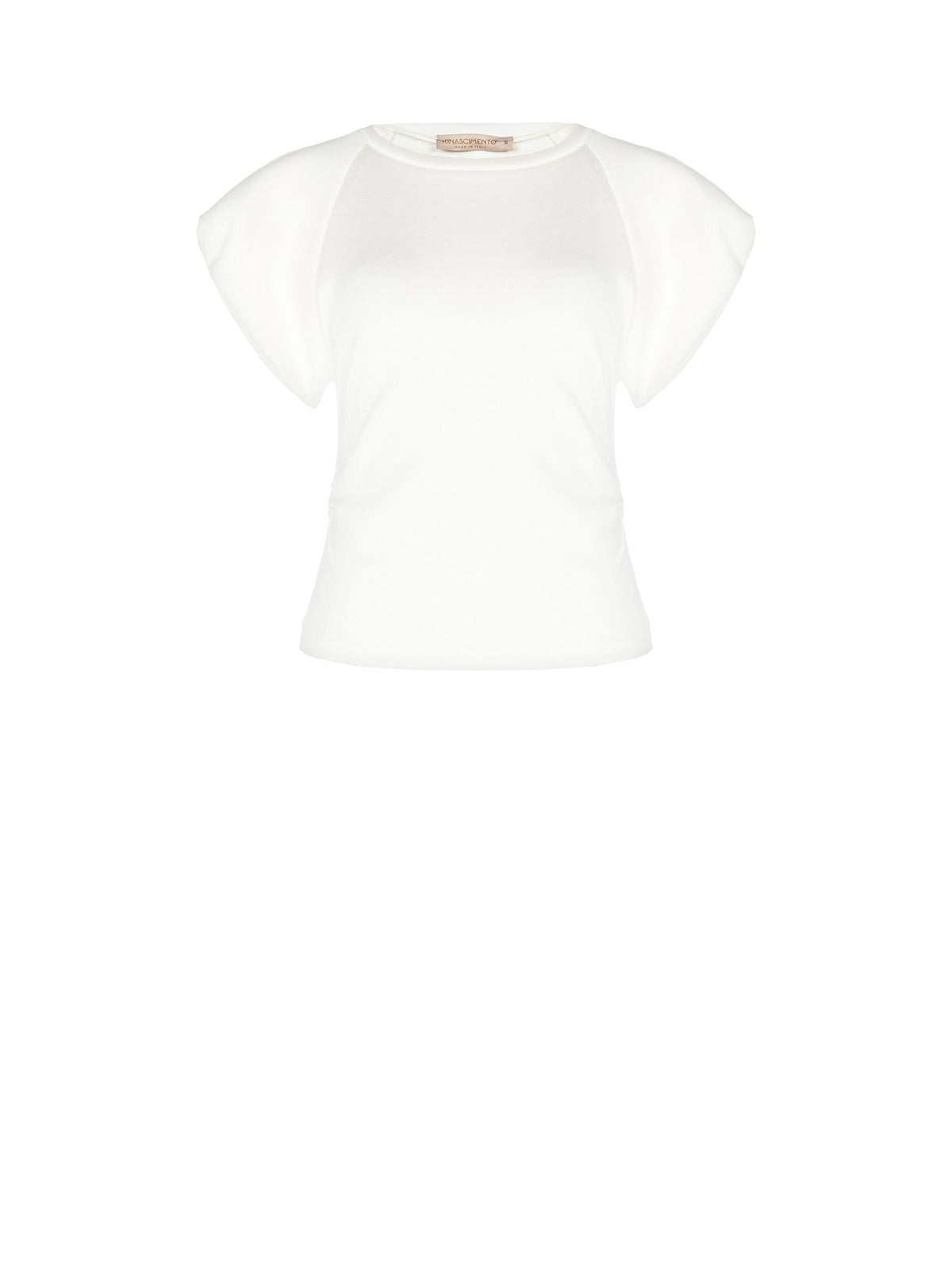 T-shirt panna bianco con maniche strutturate