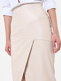 Gonna a tubino tortora beige con spacco asimmetrico