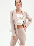 Giacca blazer monopetto tortora beige