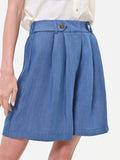 Pantalone bermuda blu in lyocell