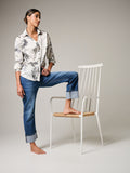 Jeans con Risvolto Logo Strass