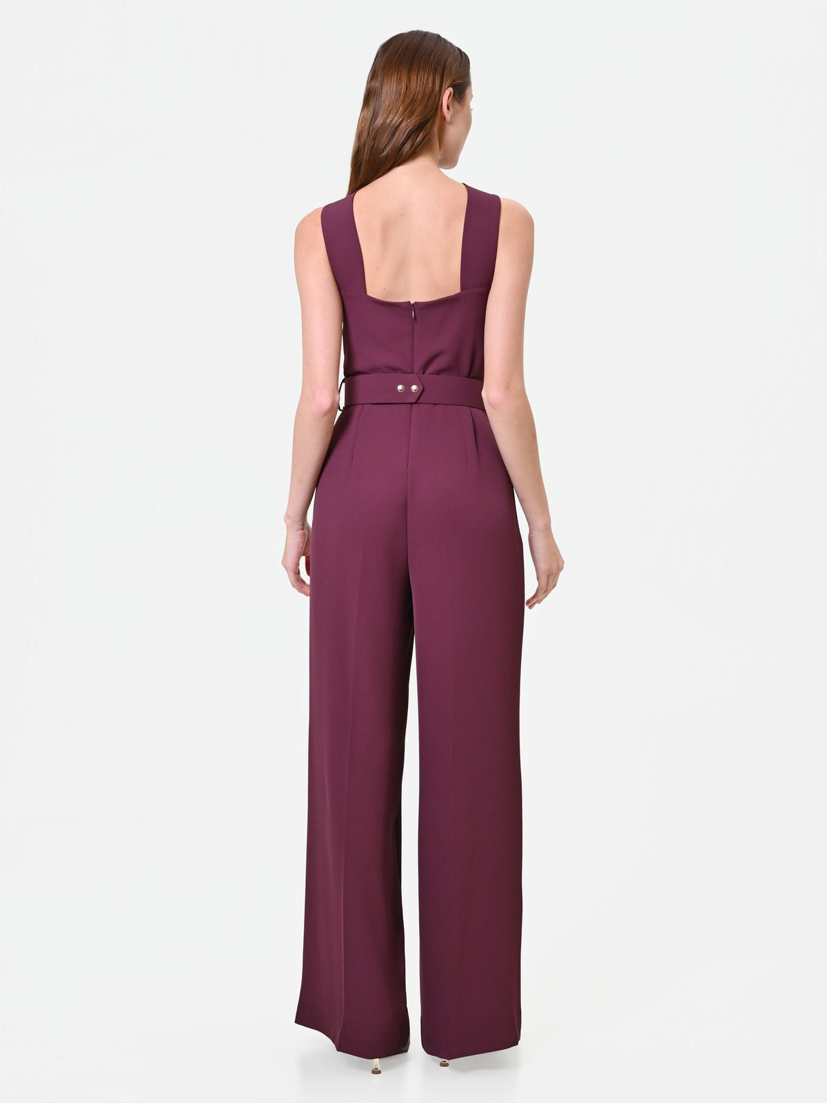 Tuta bordeaux con maxi fiocco al collo