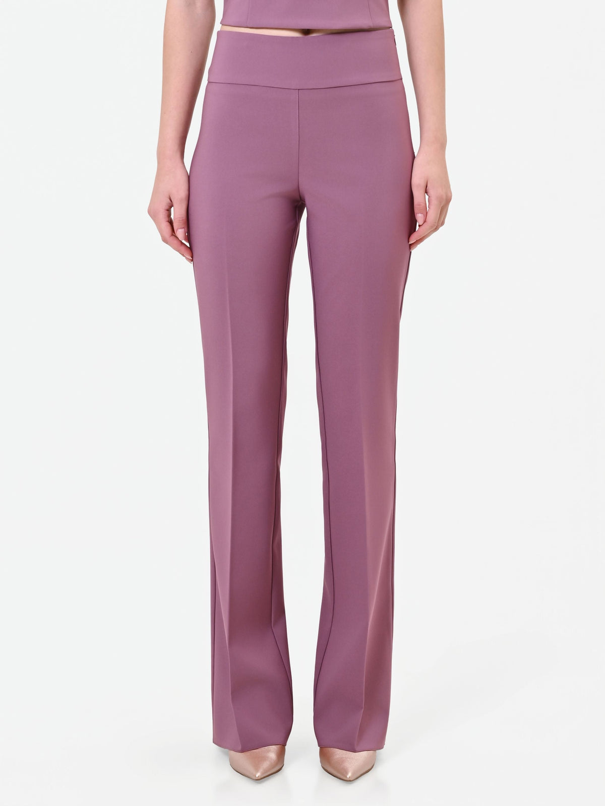 Pantalone rosa antico a vita alta