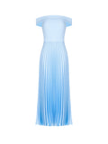 Abito Off-the-Shoulders Azzurro con Gonna Plissé