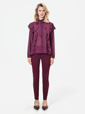 Blusa bordeaux rosso con fiocco e rouches