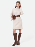 Abito in maglia panna con texture a costine