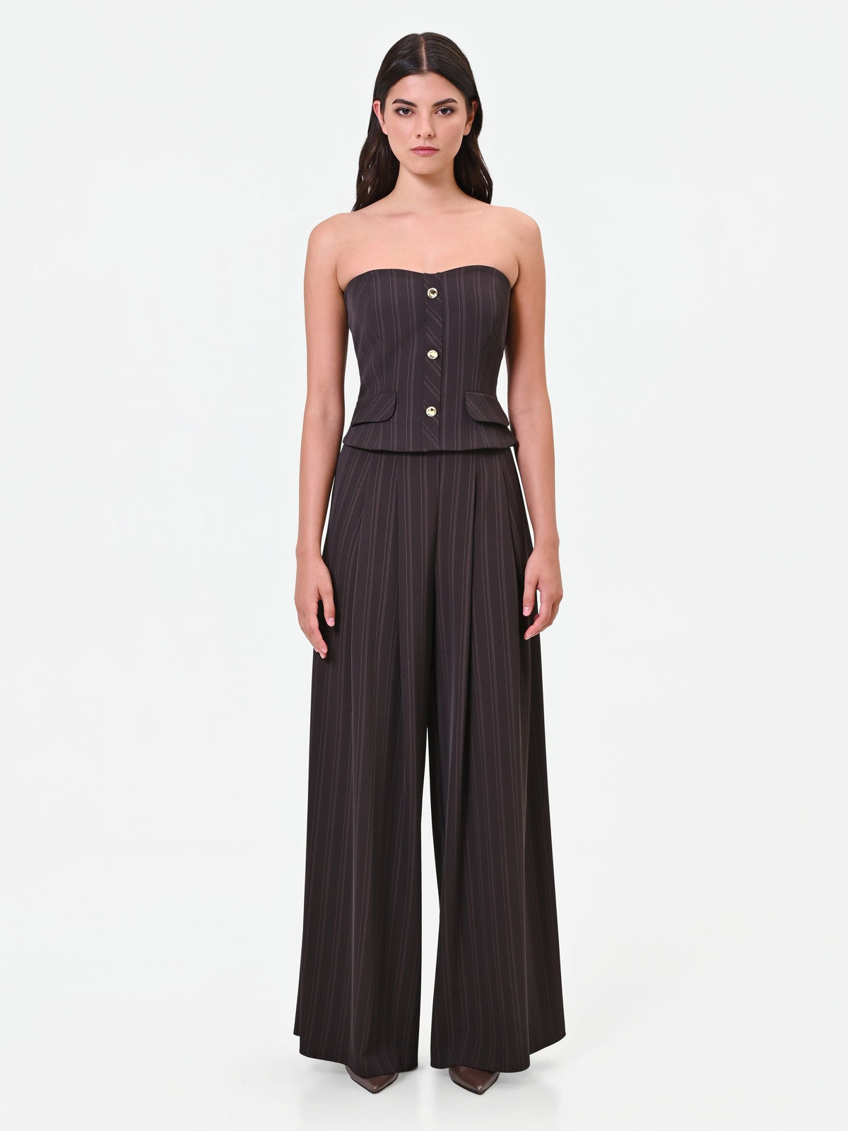 Top bustier gessato testa di moro Giorgia Palmas X Rinascimento