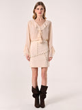 Blusa Boho con Voulant Beige